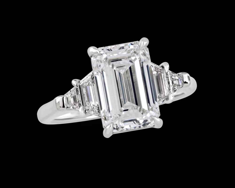Emeral and Trapezoid Five Stone Ring