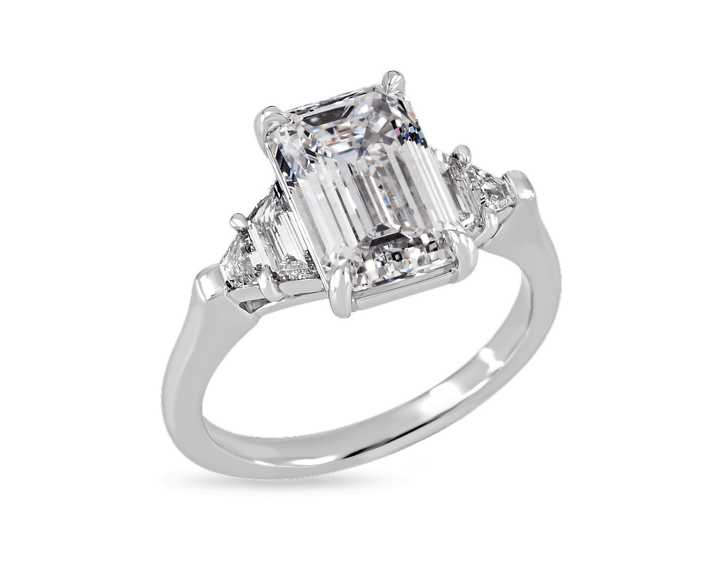 Emeral and Trapezoid Five Stone Ring