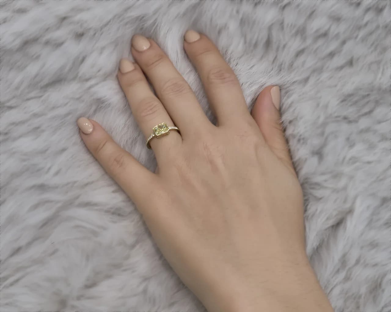 Fancy Yellow Bezel Set Pave Ring
