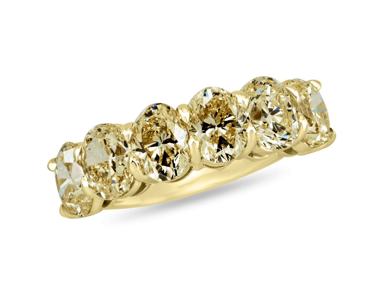 Fancy Yellow Oval Shared Prong Band