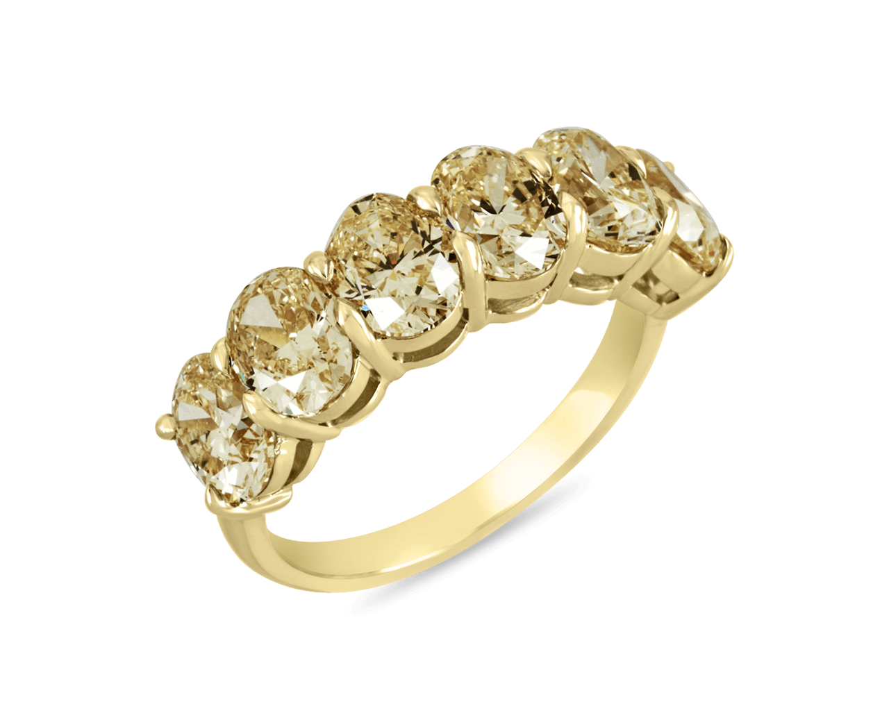 Fancy Yellow Oval Shared Prong Band