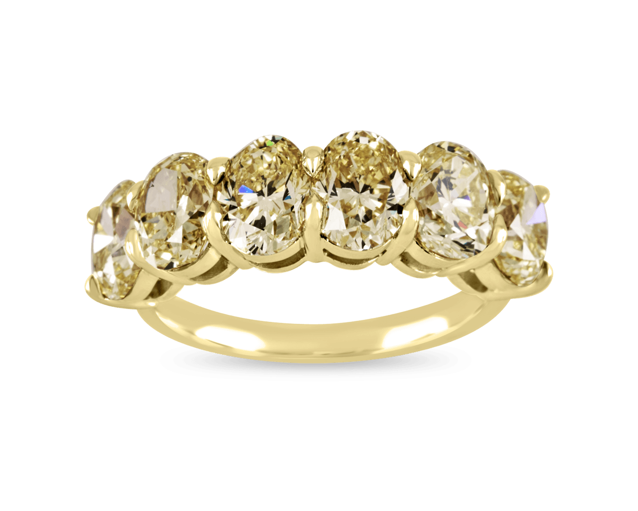 Fancy Yellow Oval Shared Prong Band