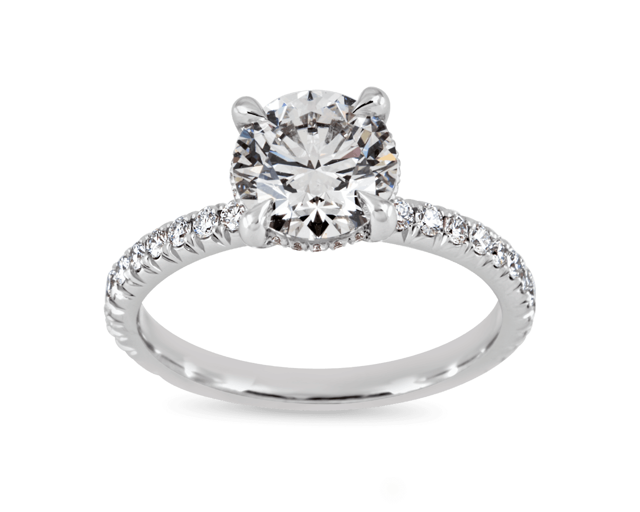 Solitaire with French Pave and Invisible Halo