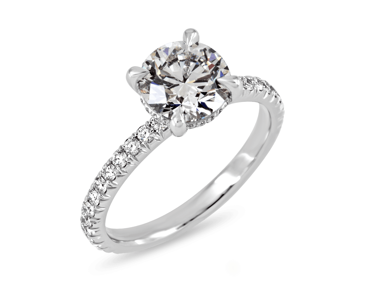 Solitaire with French Pave and Invisible Halo