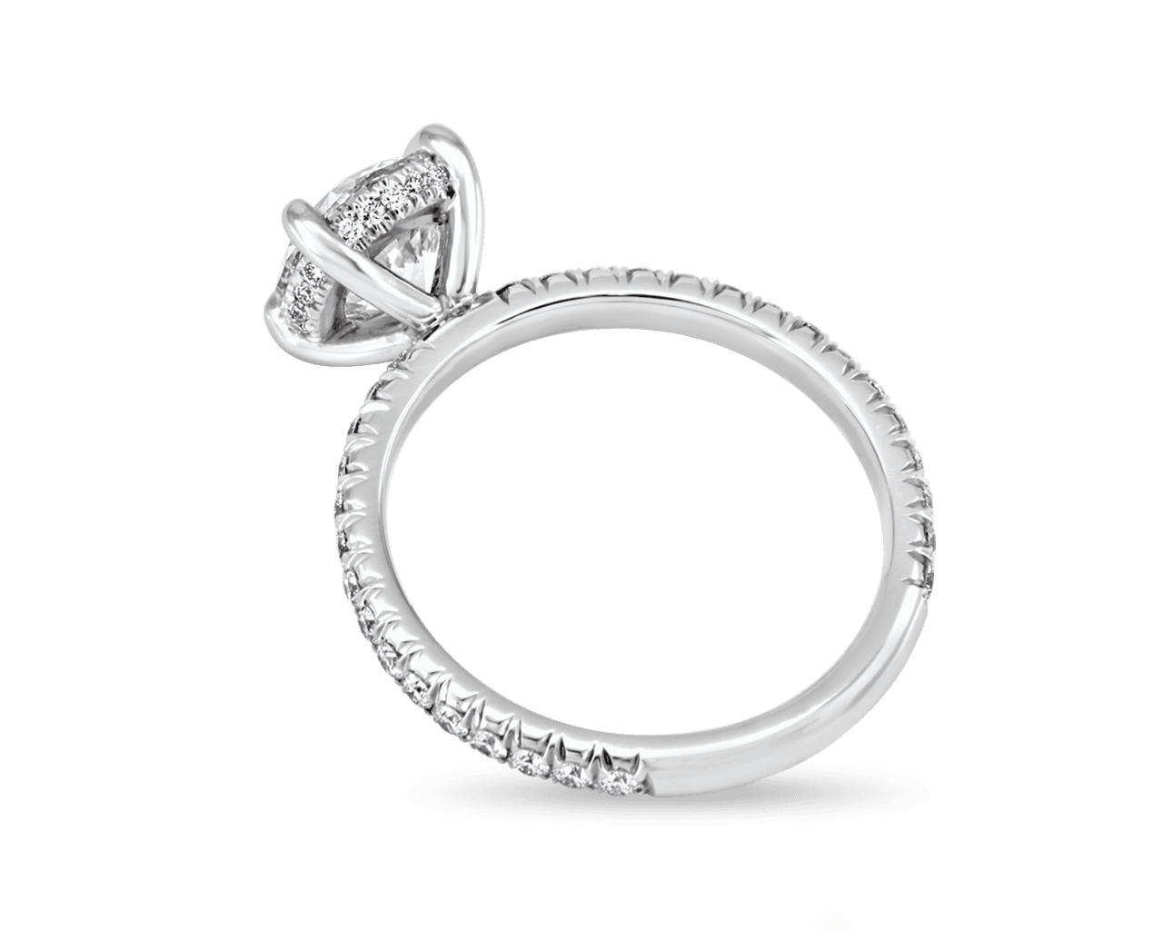 Solitaire with French Pave and Invisible Halo