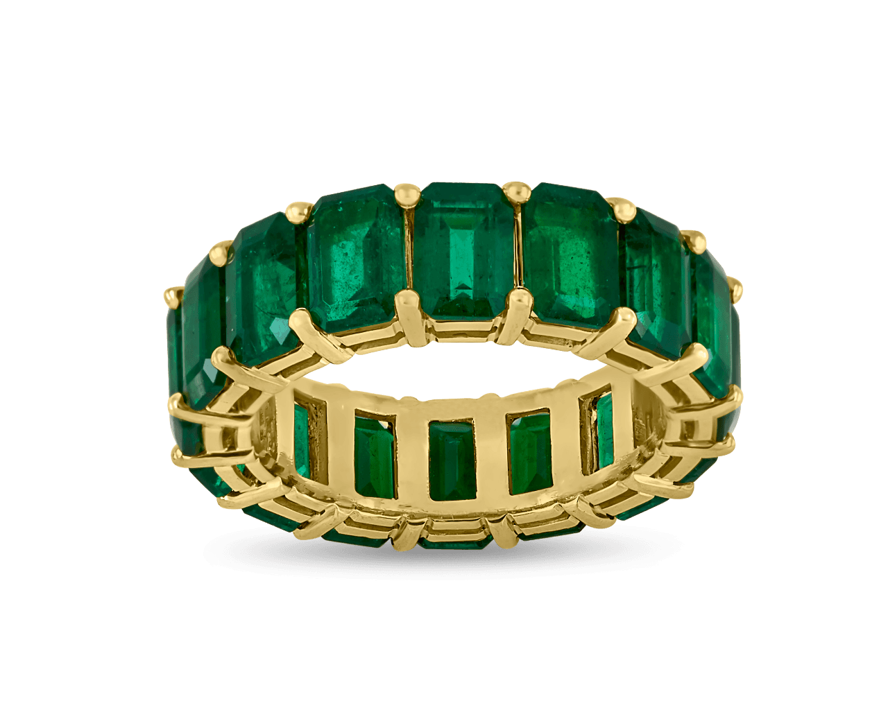 Emerald Shared Prong Eternity Band