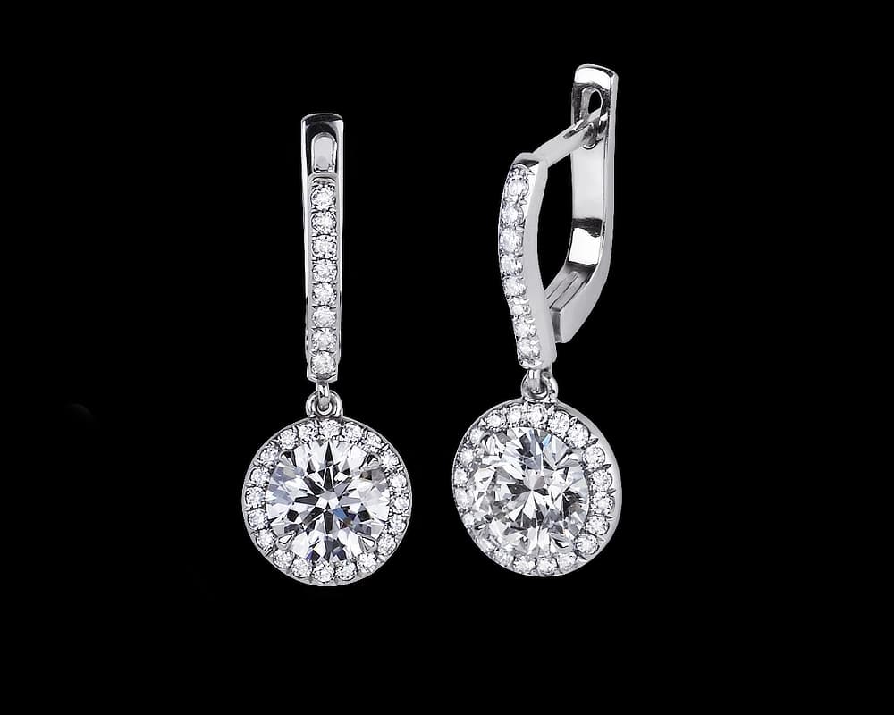 Halo Drop Earrings with Canera Ideal Hearts Diamonds