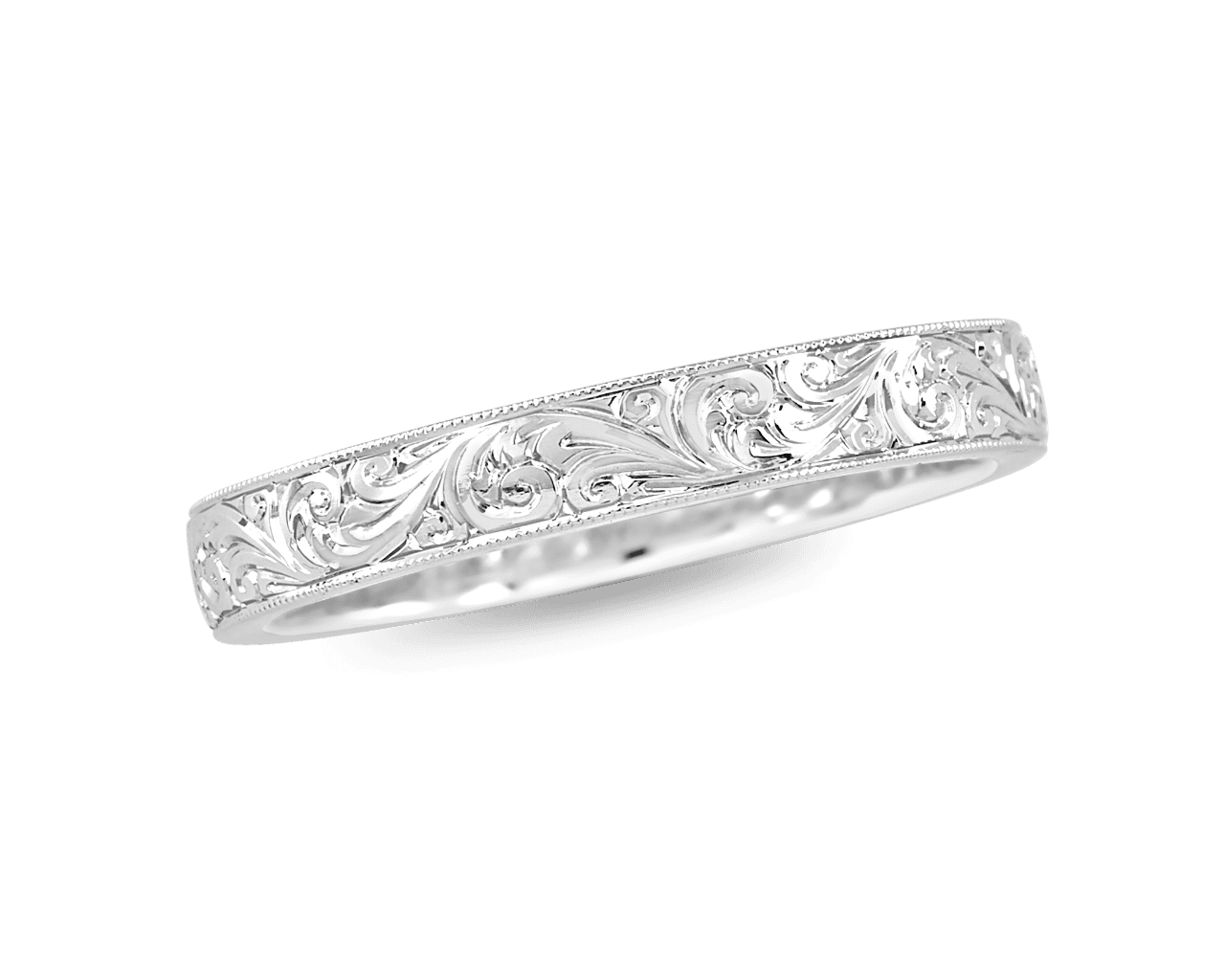 Hand Engraved Scroll Motif 3mm Band