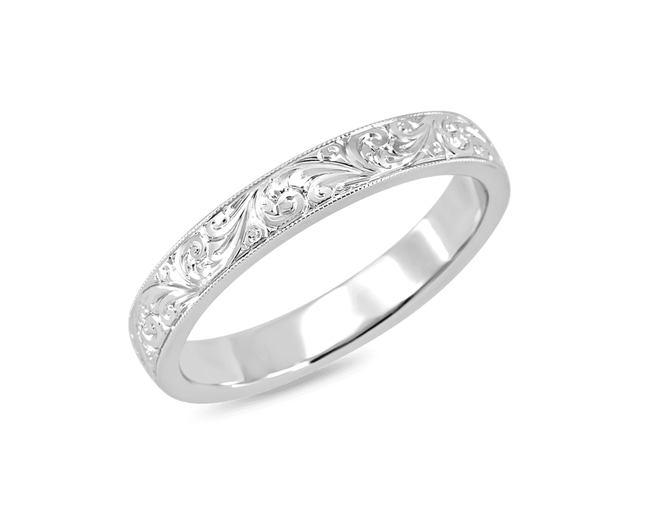 Hand Engraved Scroll Motif 3mm Band