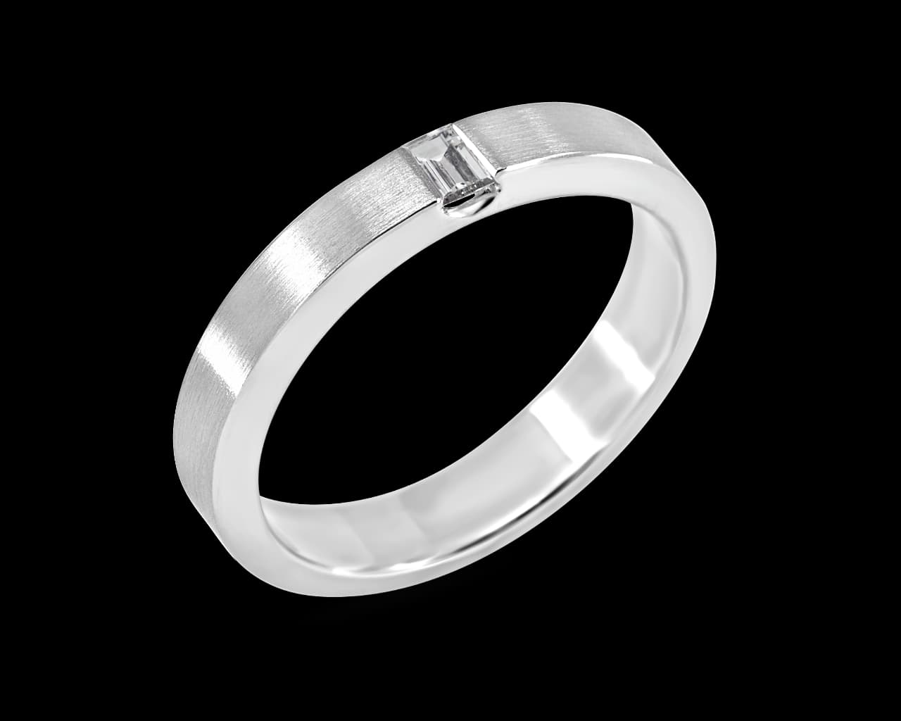 Mens 4mm Baguette Diamond Band