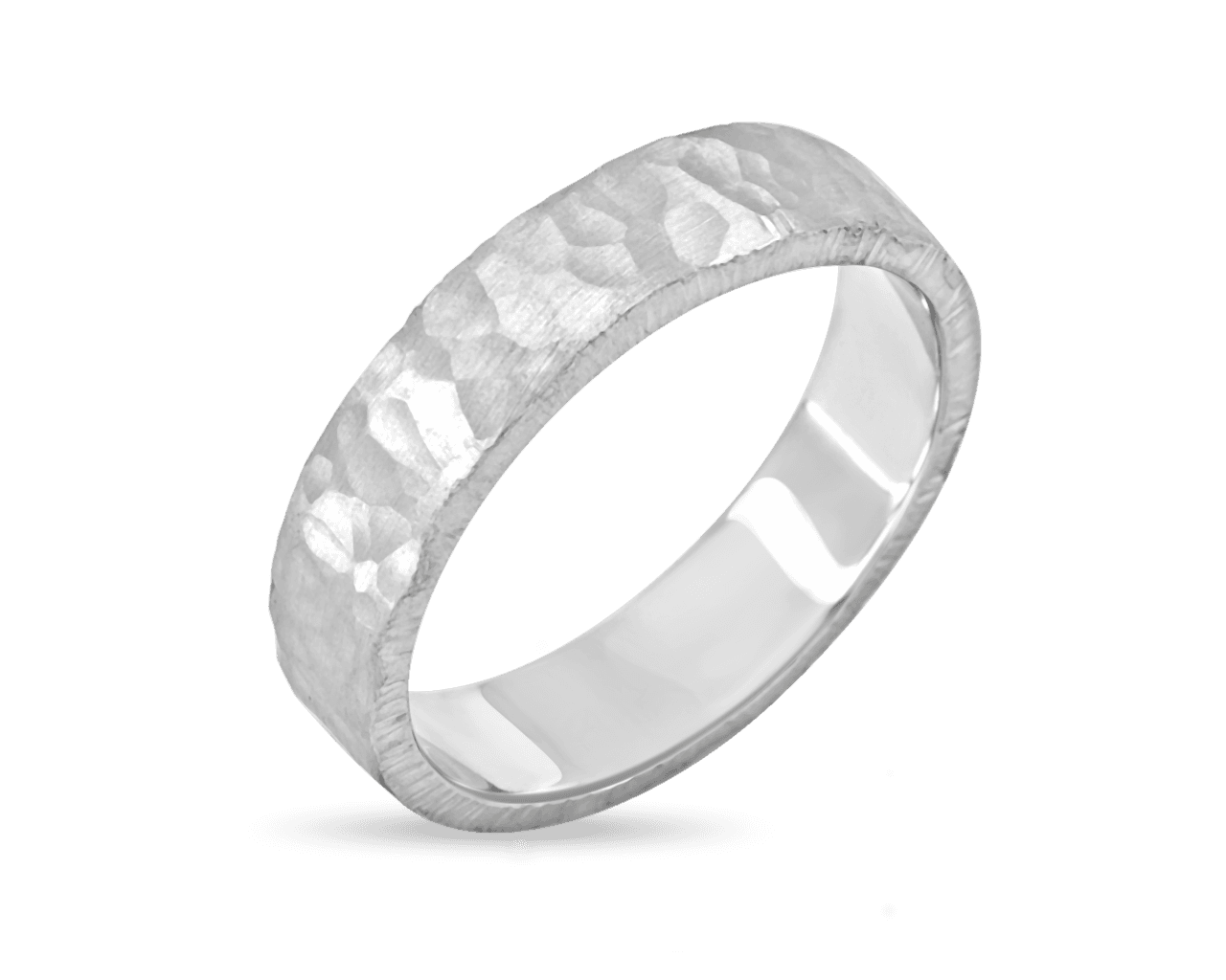 Mens 5mm Wedding Band with Hammer Finish