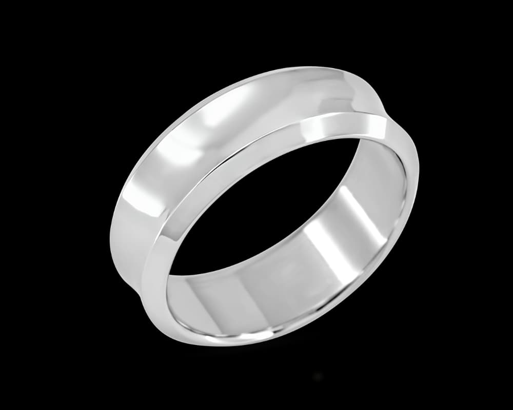 Mens 7mm Concave Band with Beveled Edge
