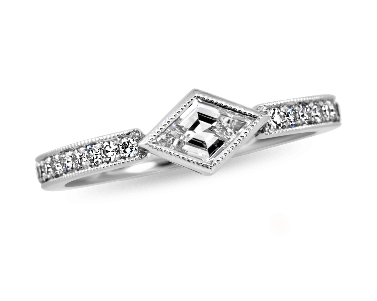 Pave set Band with Lozenge Cut Diamond