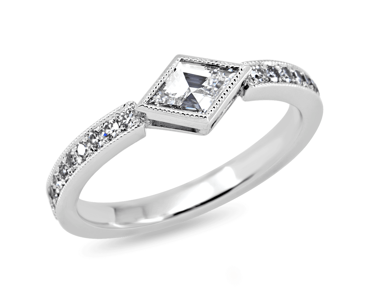 Pave set Band with Lozenge Cut Diamond
