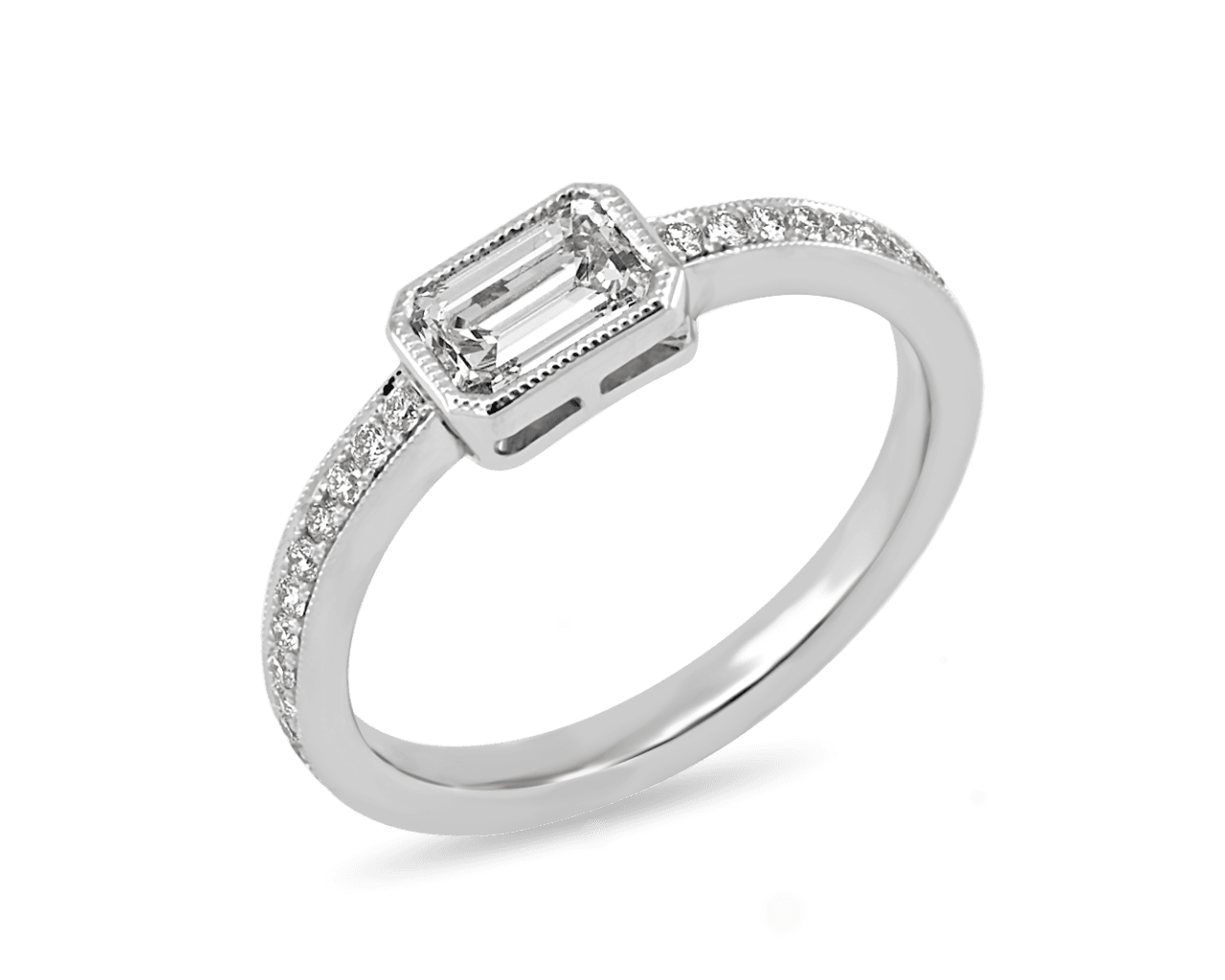 Pave Set Emerald Cut Band