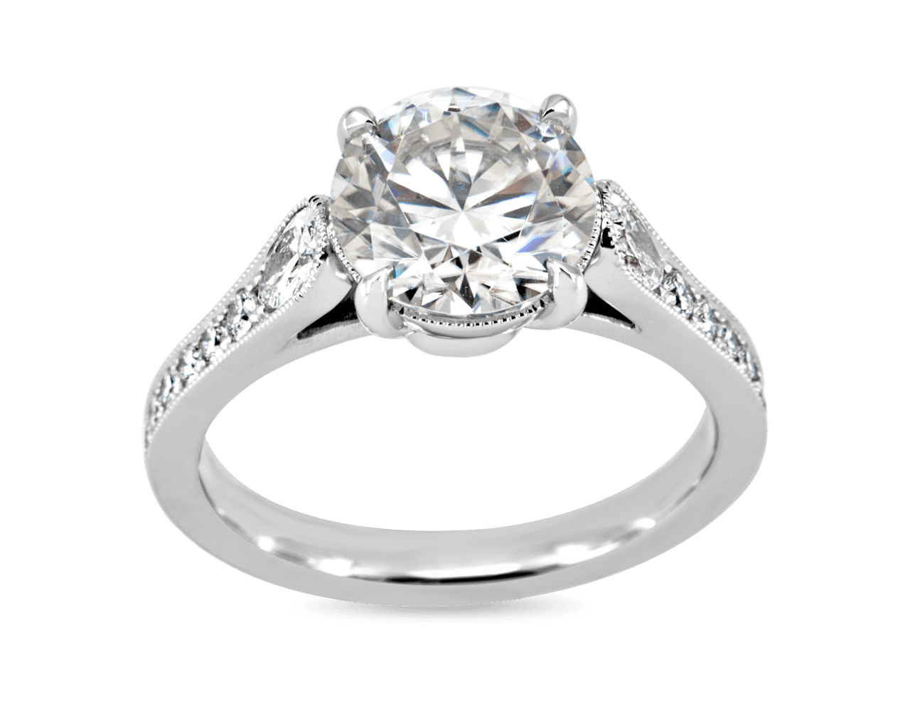 The Karissa Solitaire with Pear Shaped Pave Band