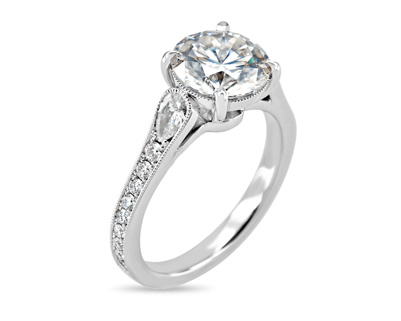 The Karissa Solitaire with Pear Shaped Pave Band