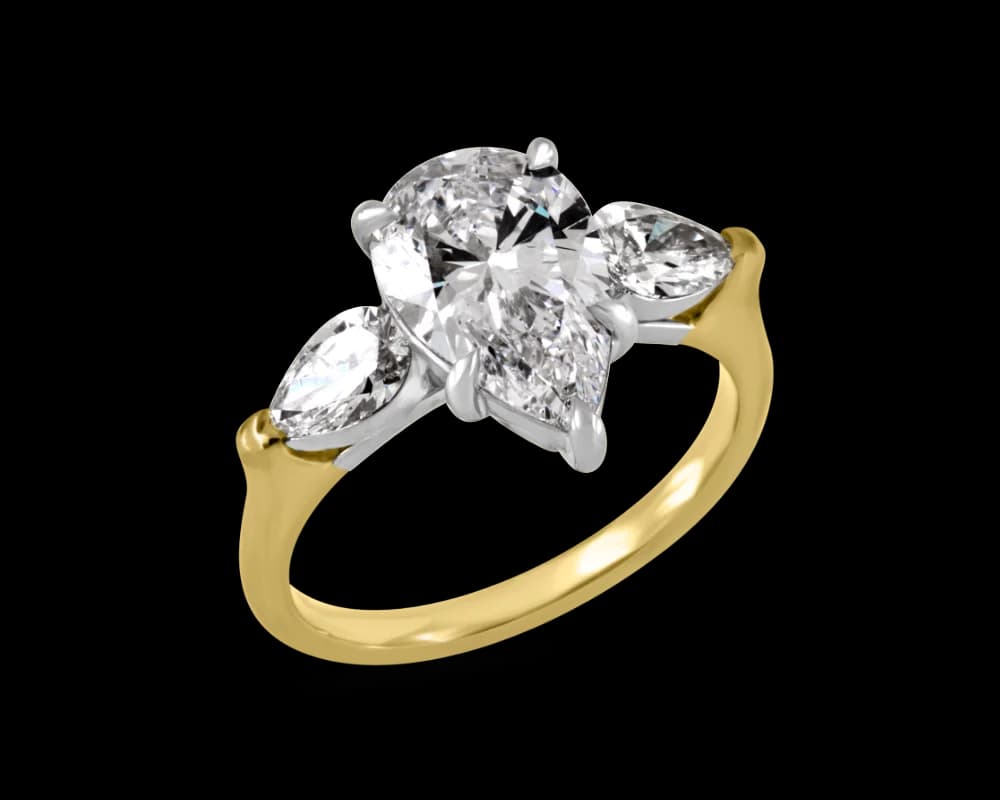 Pear Shape Three Stone Ring