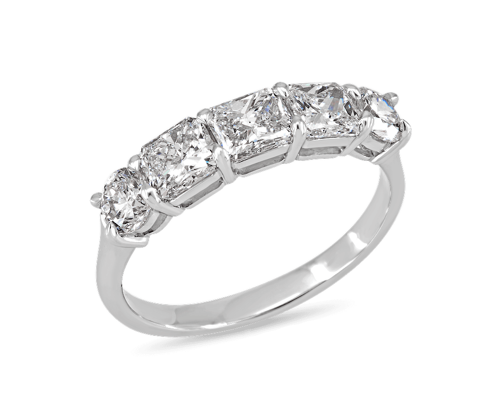 Radiant and Round Five Stone Band