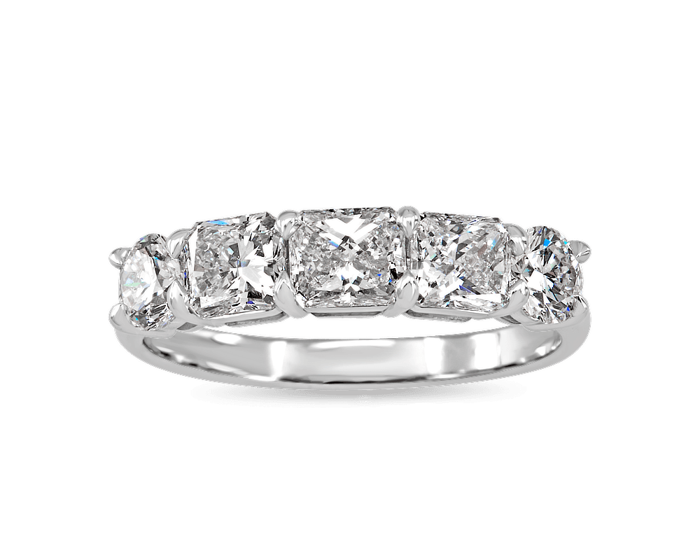 Radiant and Round Five Stone Band