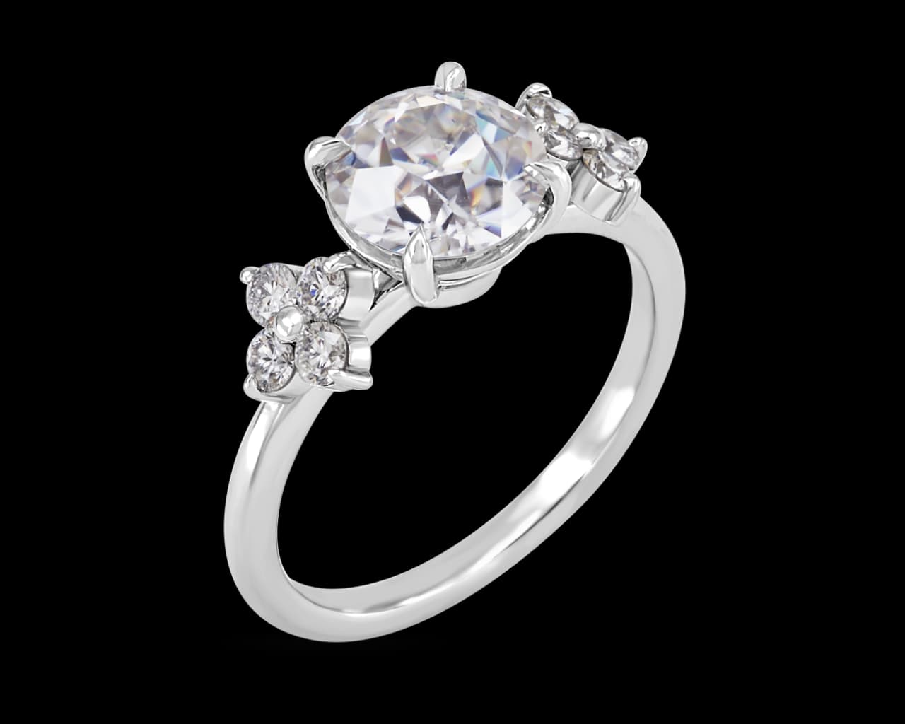 Ring With Quad Set Accent Diamonds