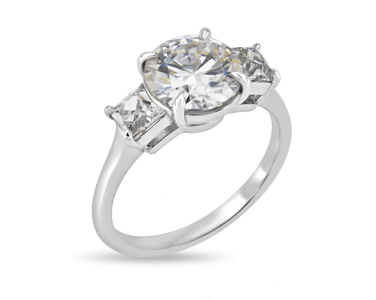 Round and French Cut Three Stone Ring