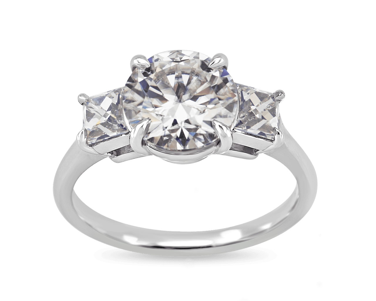 Round and French Cut Three Stone Ring