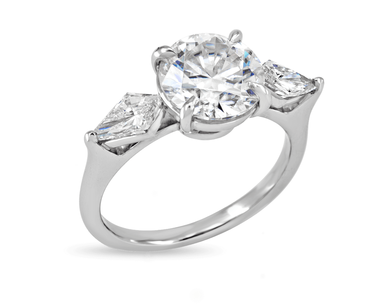 Round and Kite Shape Three Stone Ring