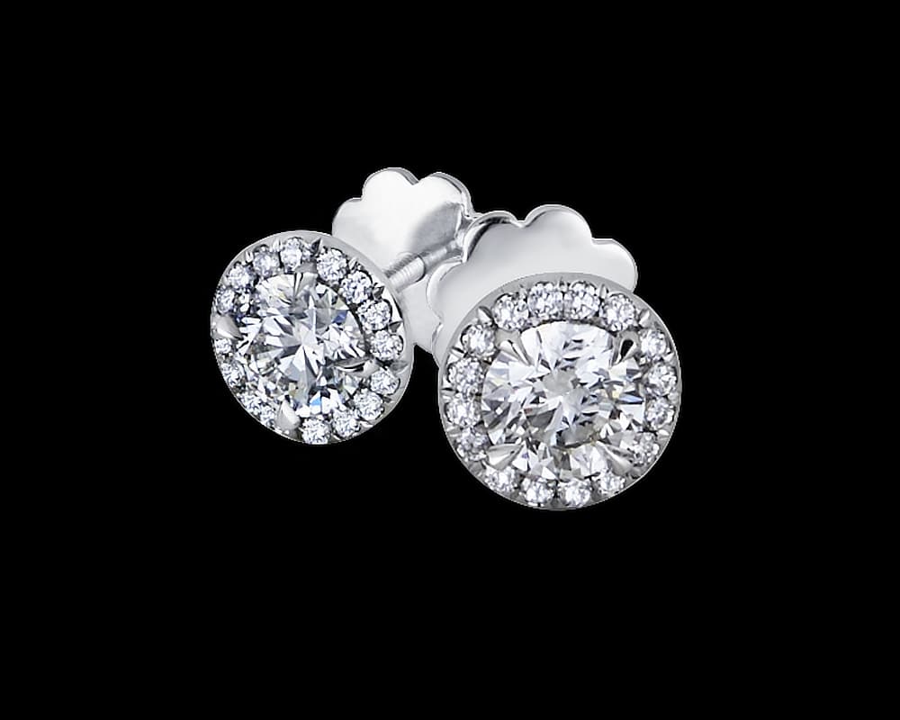Round Halo Stud Earrings