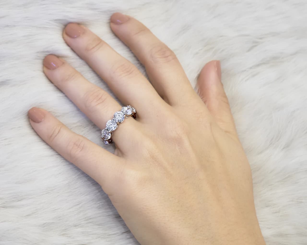 Round Shared Prong Eternity Band
