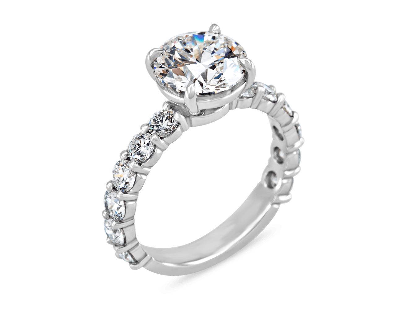 Round Shared Prong Engagement Ring