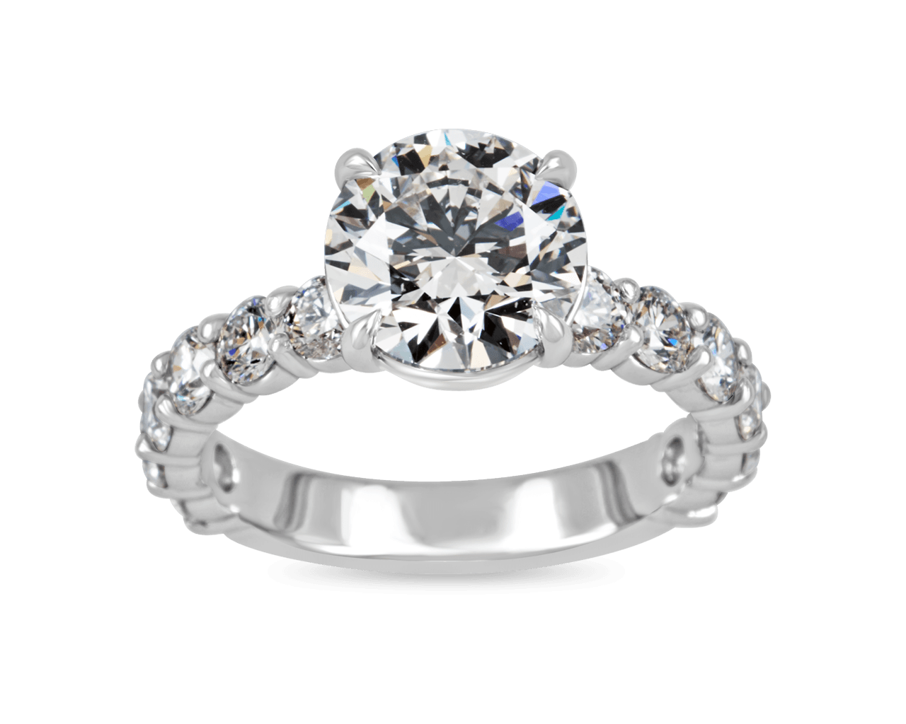 Round Shared Prong Engagement Ring