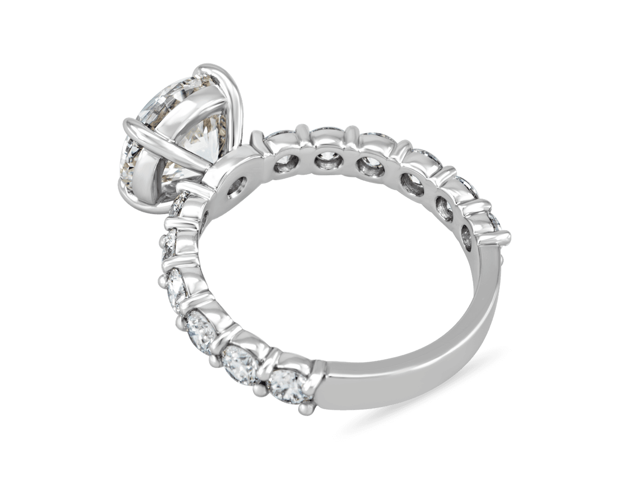 Round Shared Prong Engagement Ring