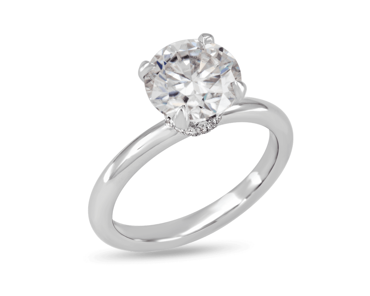 Round Solitaire with Pave set Under Halo