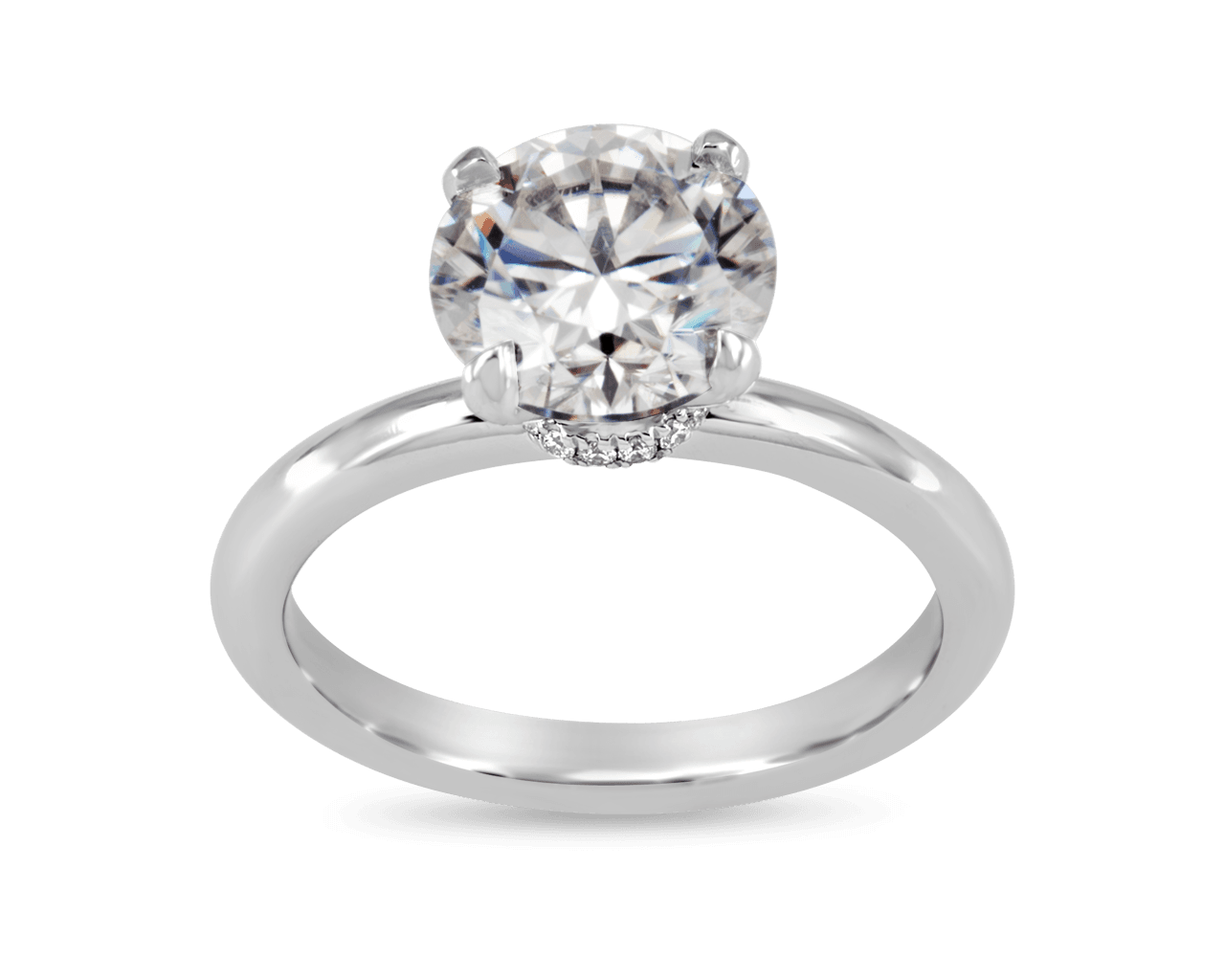 Round Solitaire with Pave set Under Halo