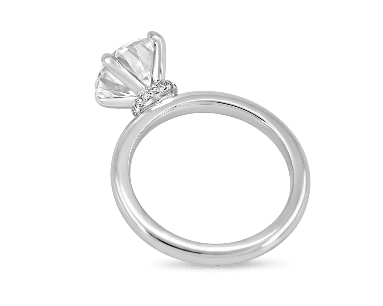 Round Solitaire with Pave set Under Halo
