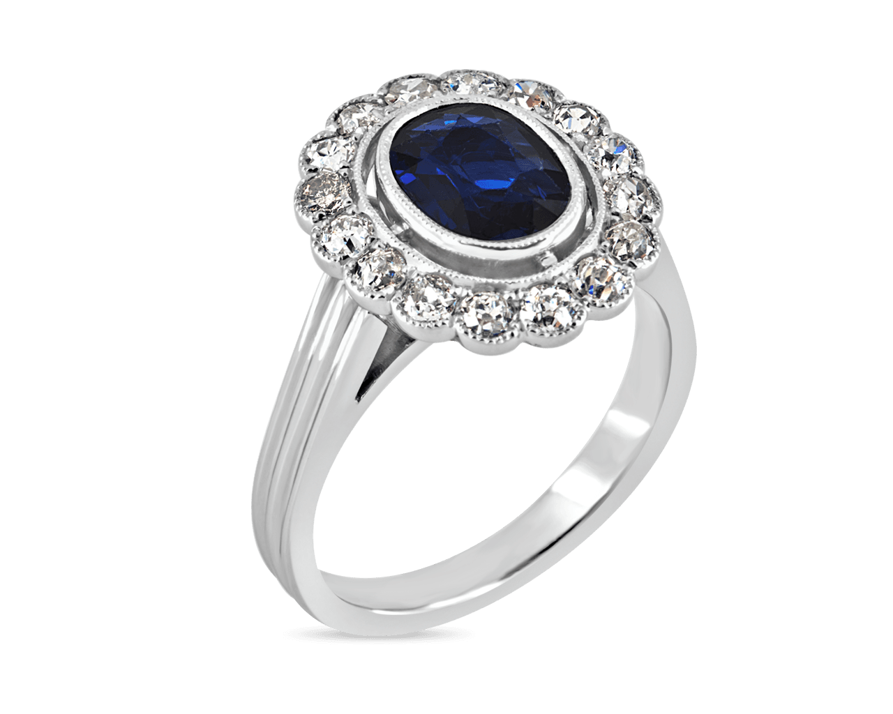 Vintage Sapphire Cluster Halo