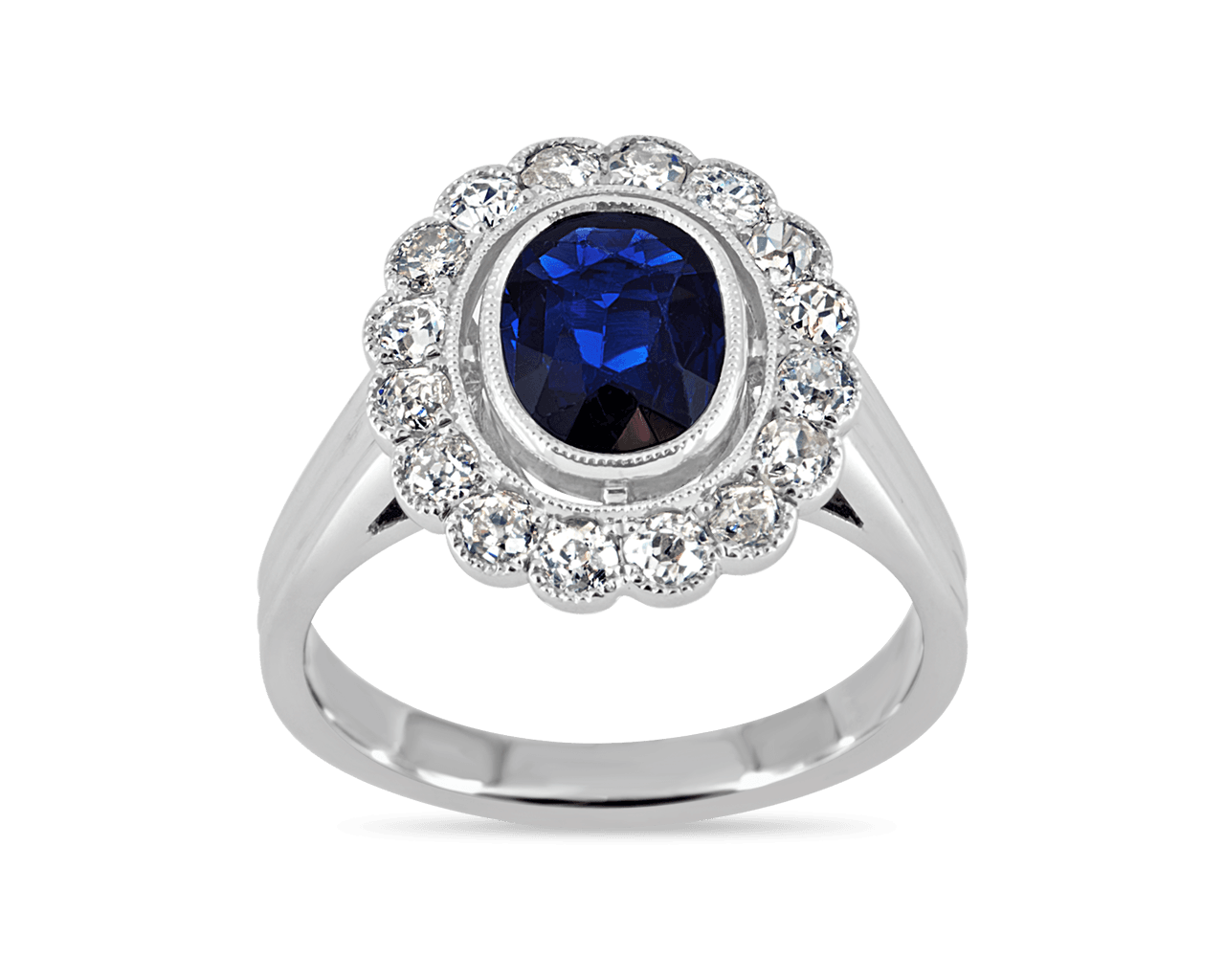 Vintage Sapphire Cluster Halo
