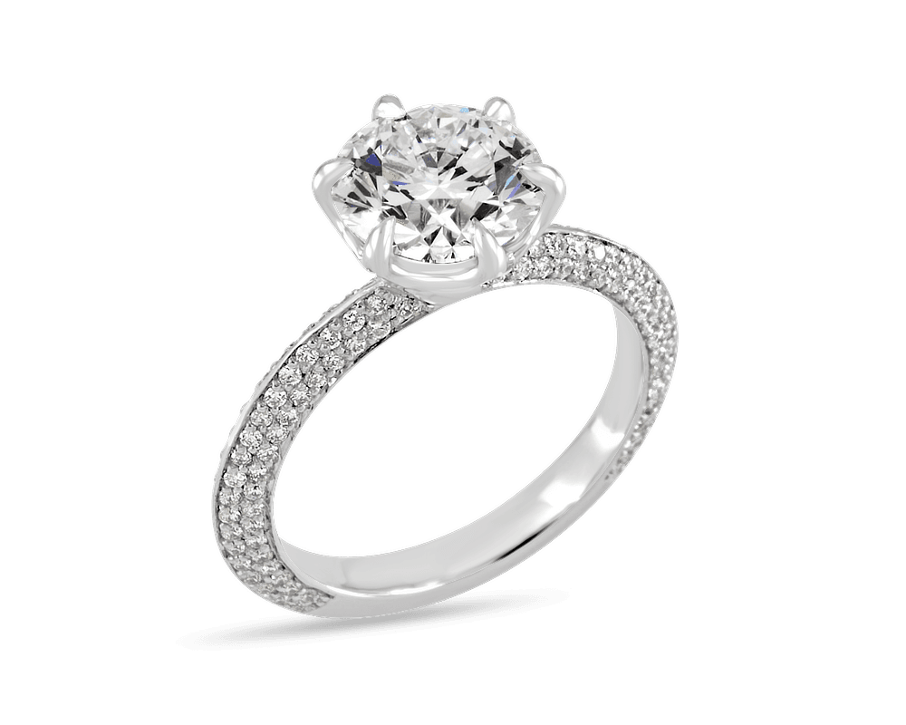 Pave Knife Edge Solitaire with Lotus Head