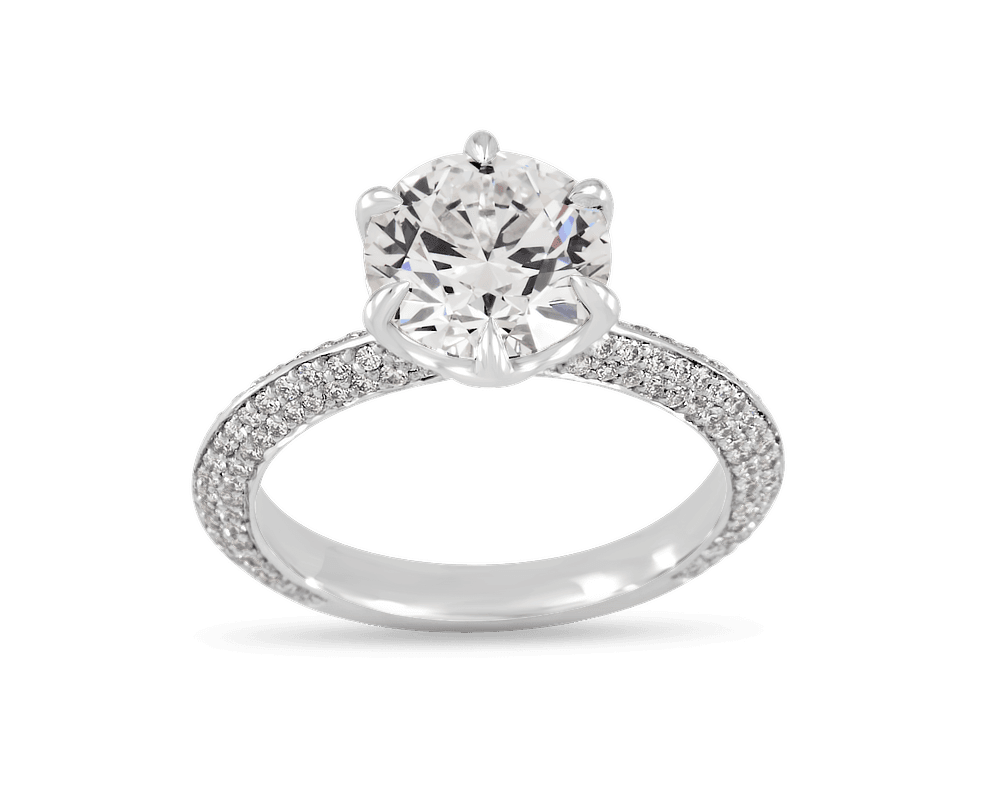 Pave Knife Edge Solitaire with Lotus Head