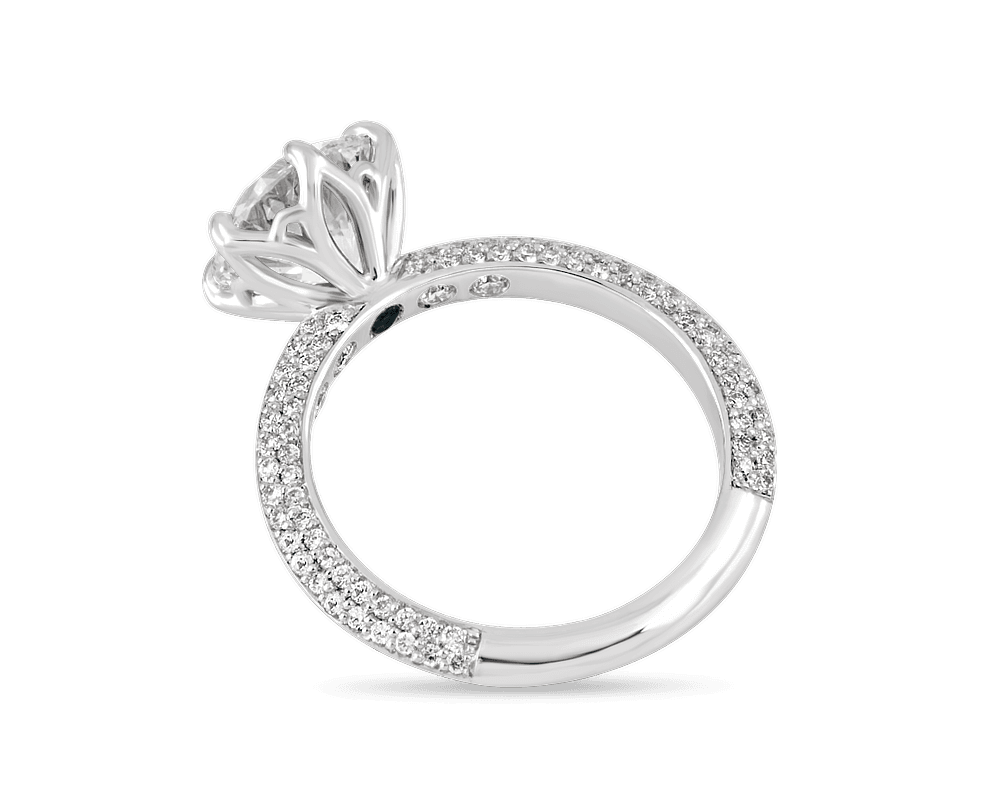 Pave Knife Edge Solitaire with Lotus Head