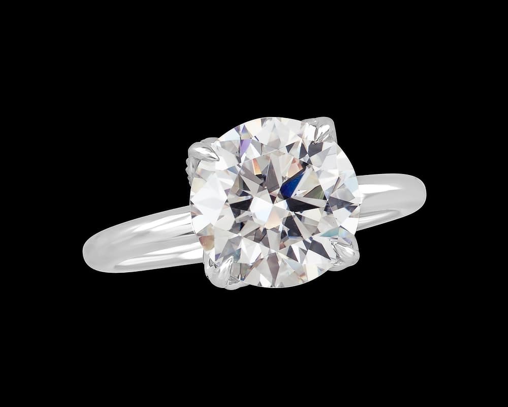 Solitaire Engagement Ring with Pave Set Lotus Profile