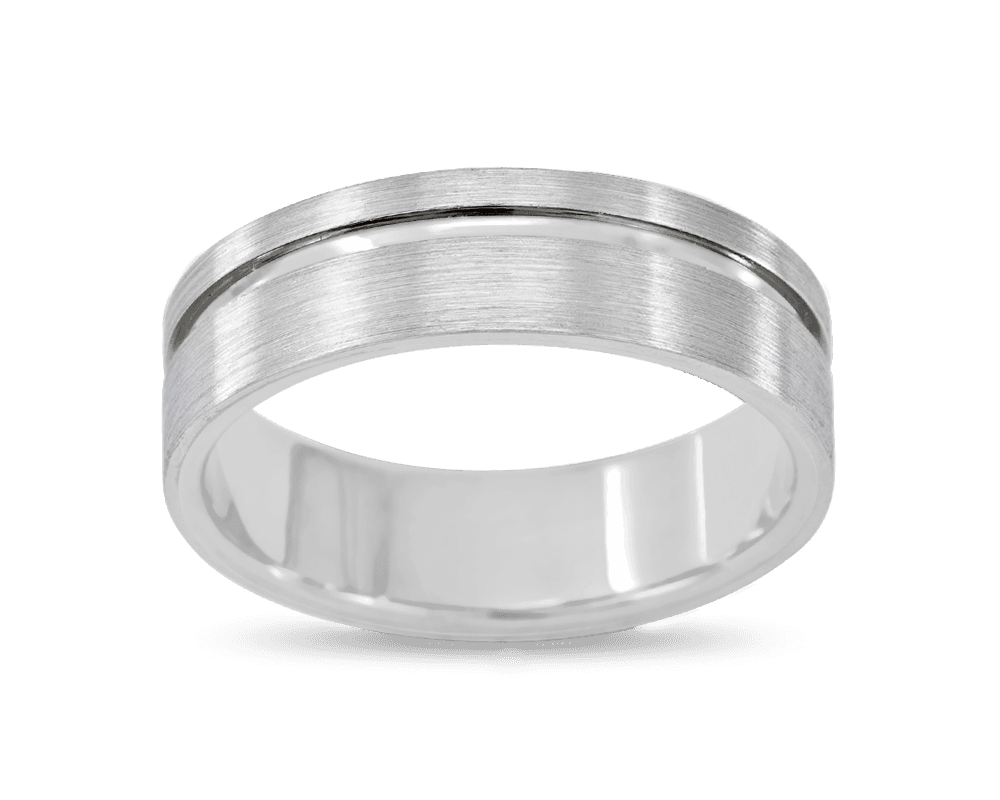 Men's 6mm Platinum Band with Indented Stripe