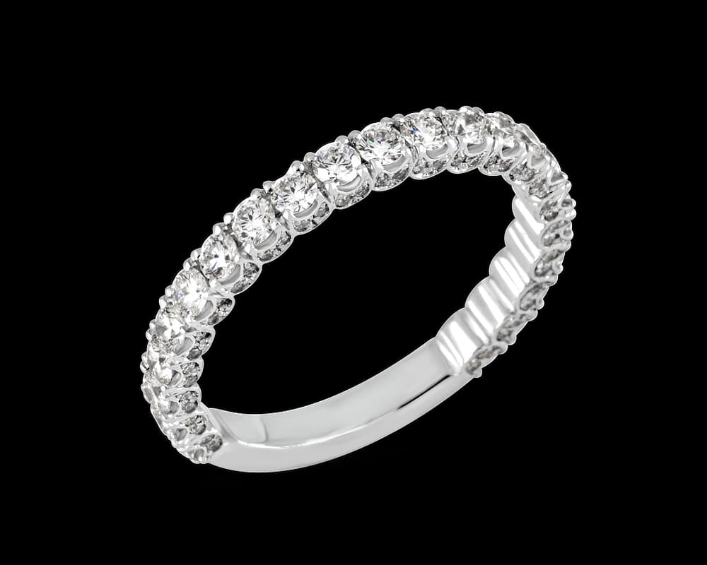 U Shaped Pave Diamond Band