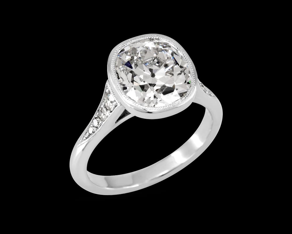 Vintage Bezel Set Pave Solitaire