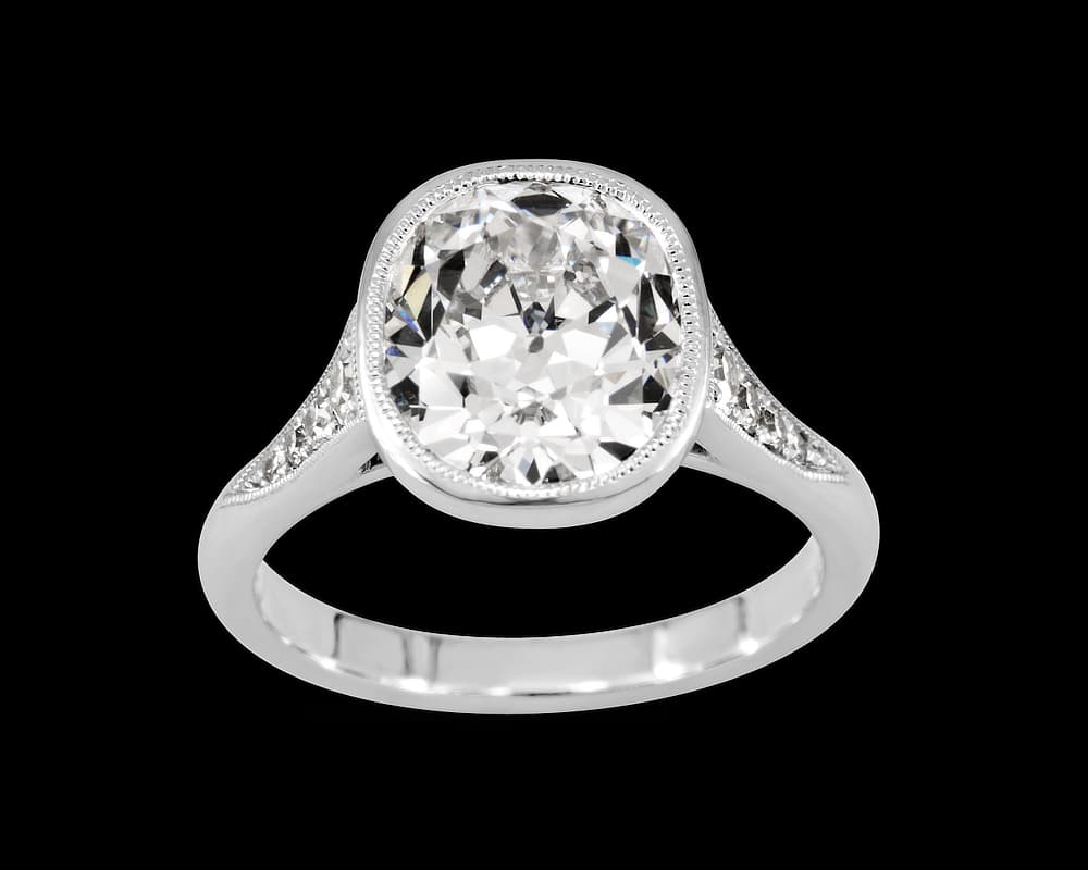 Vintage Bezel Set Pave Solitaire