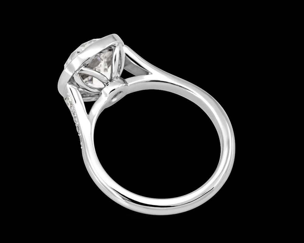 Vintage Bezel Set Pave Solitaire