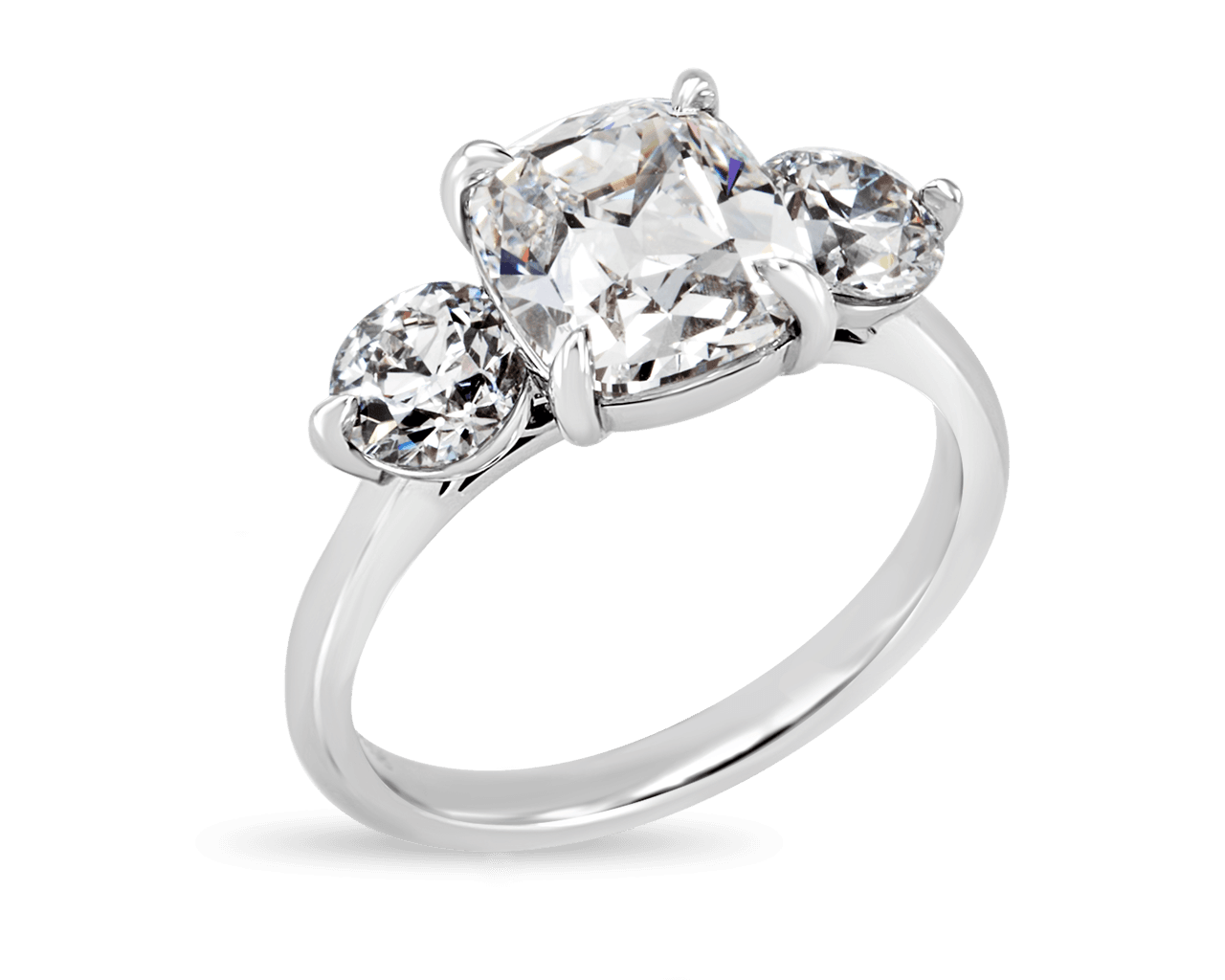 Vintage Cushion and OEC Three Stone Ring
