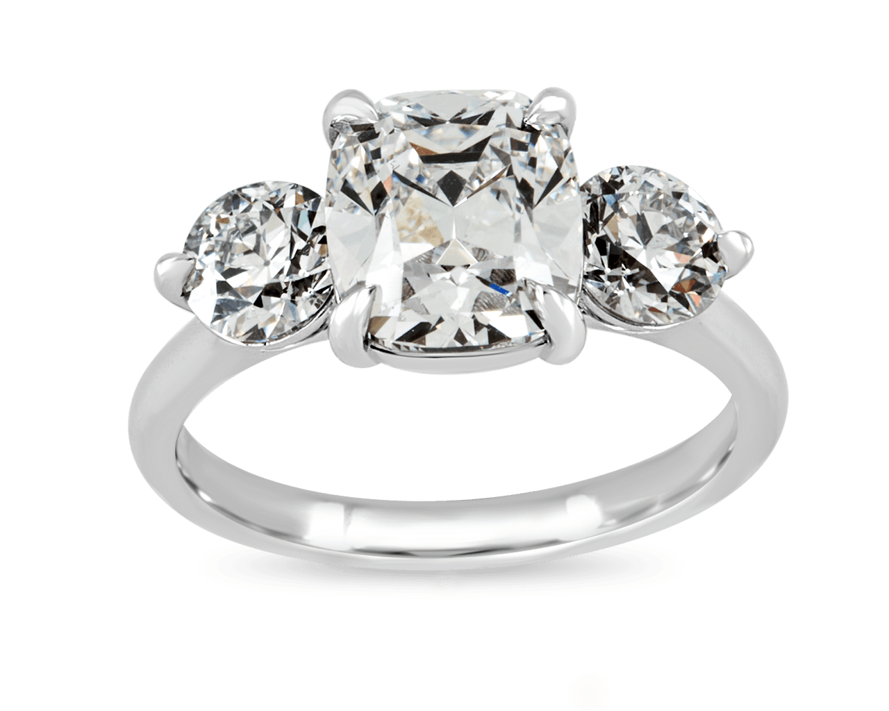 Vintage Cushion and OEC Three Stone Ring