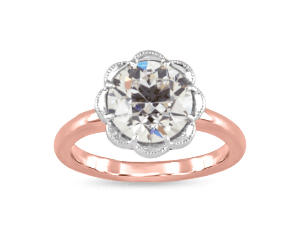 Vintage Floral Round Solitaire